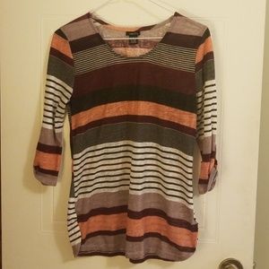 Rue 21 peach/maroon striped shirt